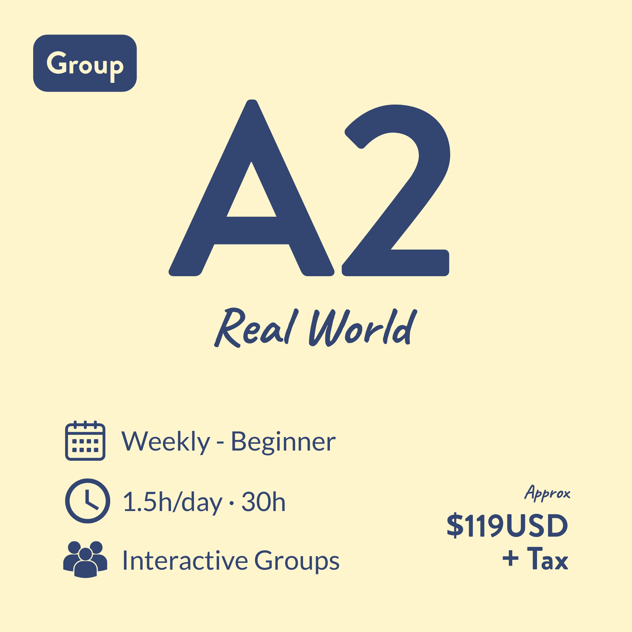 Group weekly classes - Level A2: Spanish Foundations