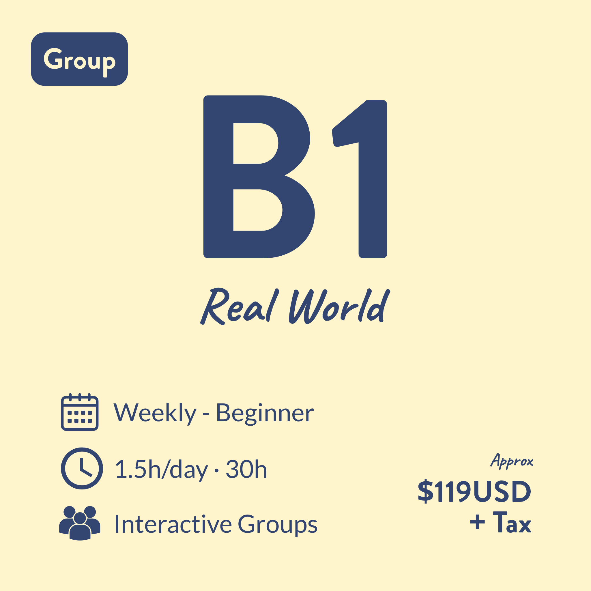 Group weekly classes - Level B1: After-Work Spanish