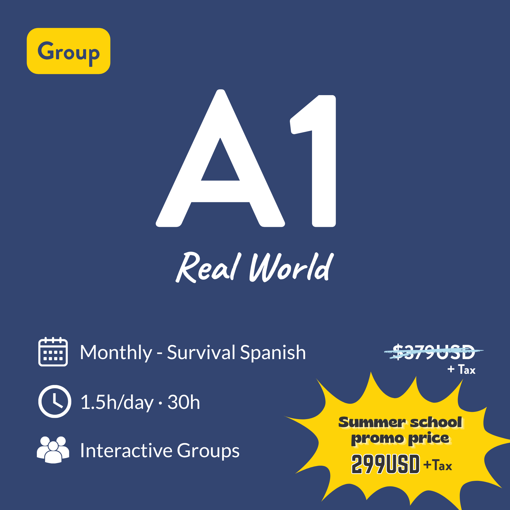 Group Monthly - Level A1: Survival Spanish