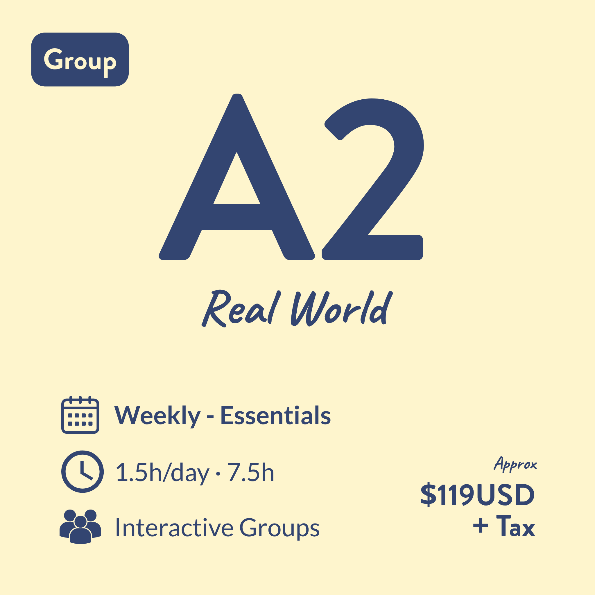 Group weekly classes - Level A2: Spanish Essentials