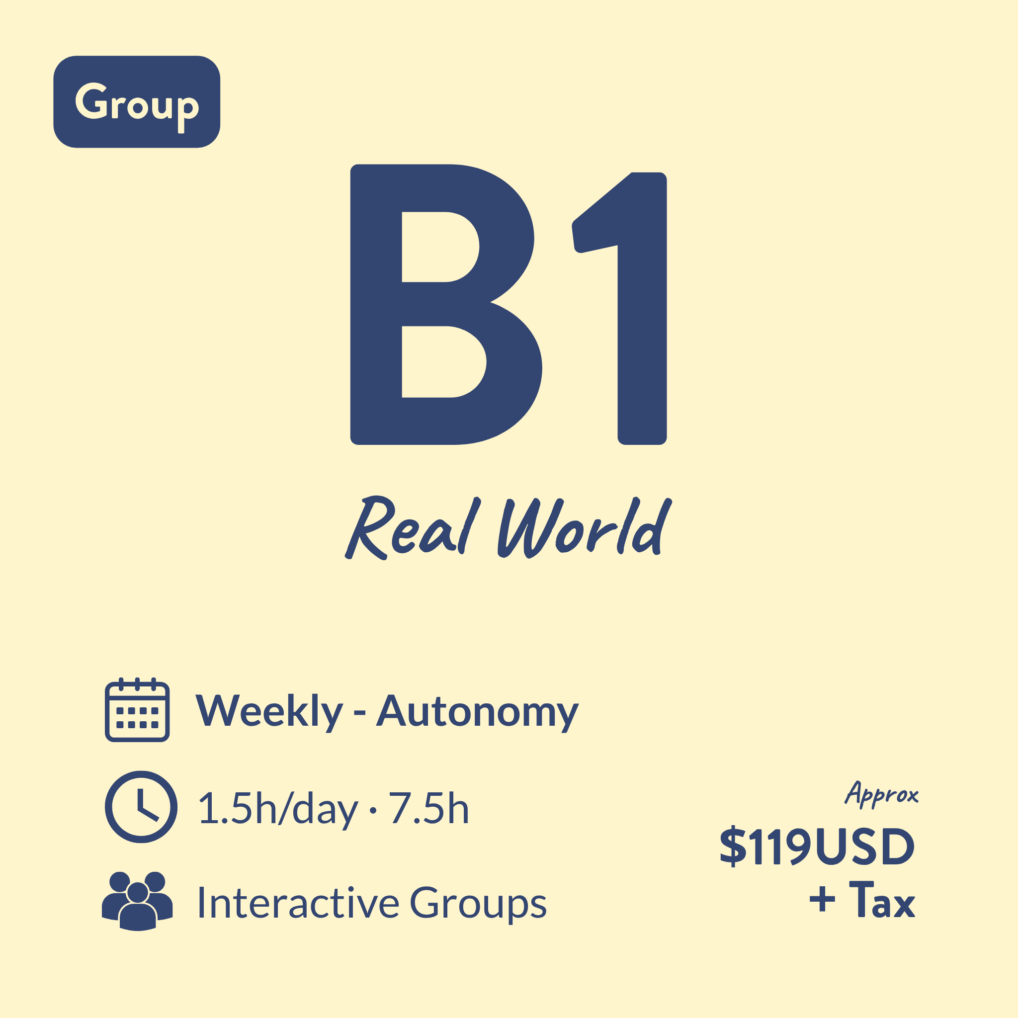 Group weekly classes - Level B1: Spanish Autonomy